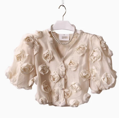 Bluse mit 3D Rosen